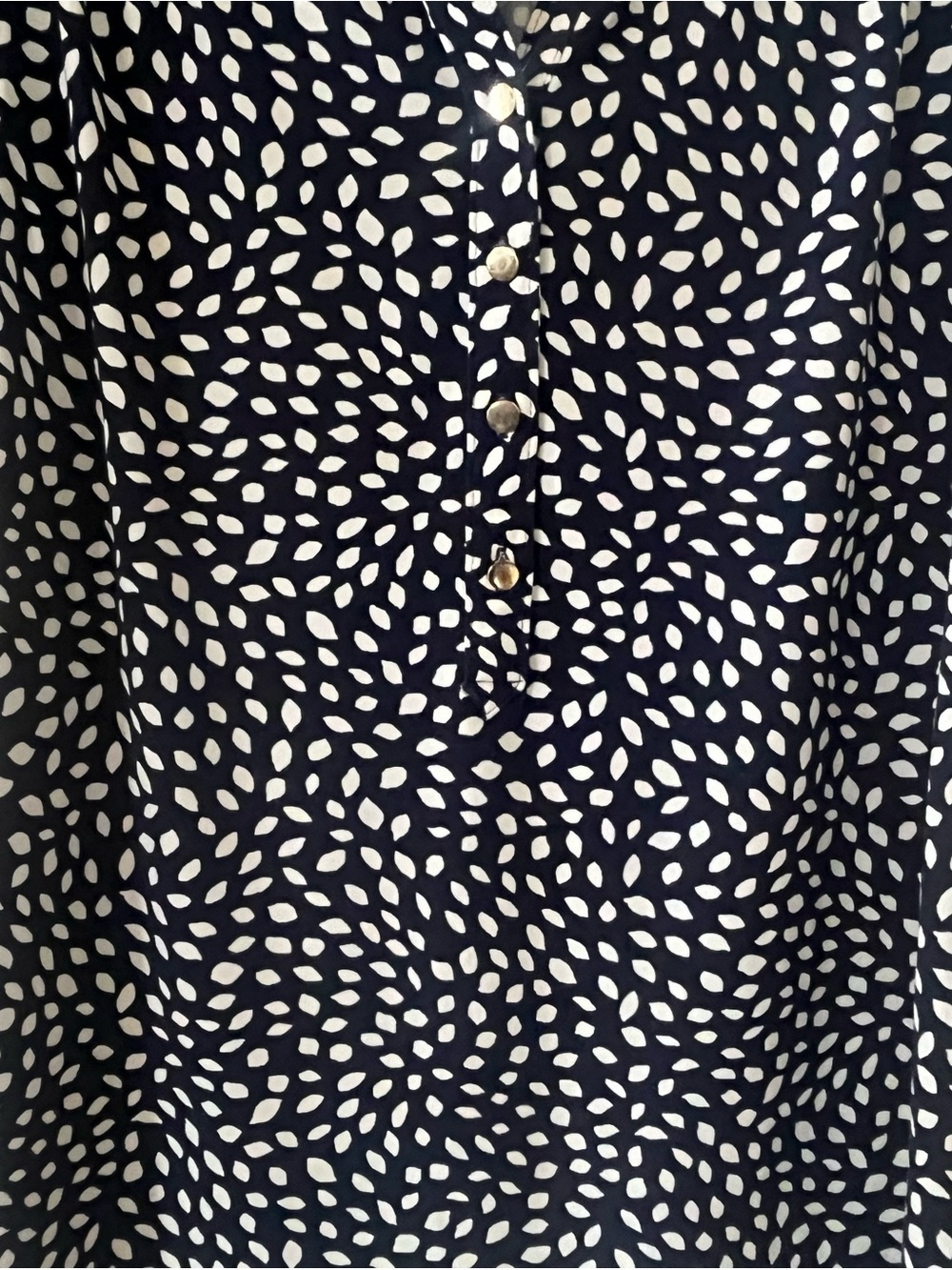 Charter Club Navy Blue 1/2 Button-Up Blouse with Detailed Pattern Size XL - Picture 9 of 16